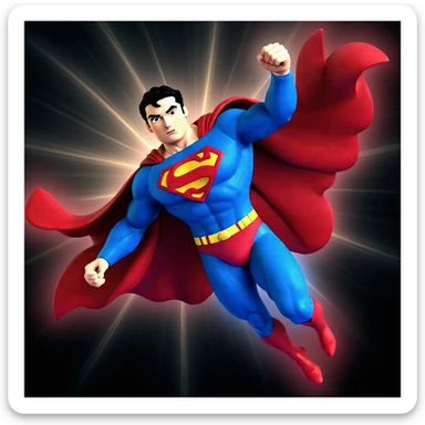 Add dramatic lightning effects in the background, keeping the style ultra-realistic, vibrant, and energetic, with no background behind Superman (transparent). sticker