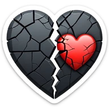 A black broken heart  sticker