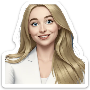 blonde girl smiling in blue sticker