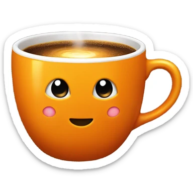 A steaming orange coffee cup with a tiny spark above it, symbolizing creativity brewing with caffeine. Perfect for brainstorming vibes. sticker