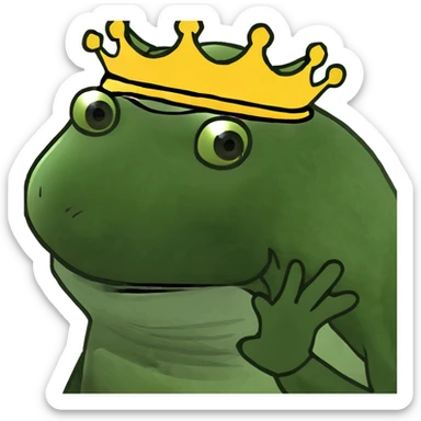 green frog in royal attire as Henry the 8th, funny sticker
