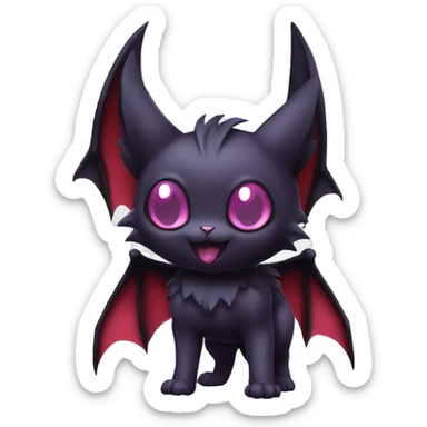 Cool Cute Edgy Dark Black Red Purple Batty Chibi Noibat-Cat-Pokémon-Fakémon-hybrid sticker