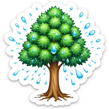 a tree exploding with water droplets bursting outward instead of fire or smoke sticker