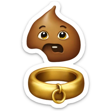 Poop emoji with a gold ring above it sticker