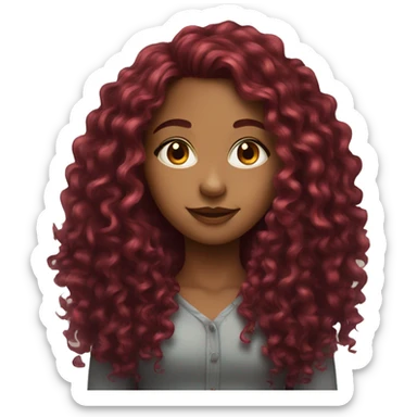 beautiful girl with long burgundy curly hair  sticker