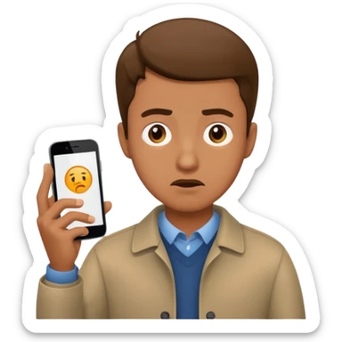 a guy confused why someone is showing him a phone sticker