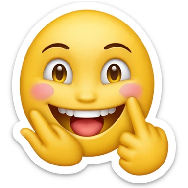 Yellow emoji flirting biting finger sticker