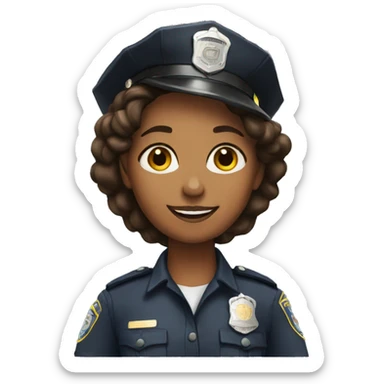 A police woman, brown skin, happy sticker