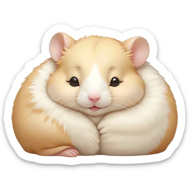 Meme-Worthy Cute Sleeping Cream Hamster Portrait Emoji, Head resting peacefully with a contented smile, showcasing a delightfully compact build and a luxuriously soft cream fur, eyes shut in a serene nap, Simplified yet hilariously adorable features, highly detailed, glowing with a soft, drowsy light, high shine, relaxed and utterly lovable, stylized with an air of playful laziness, bright and heartwarming, soft glowing outline, capturing the essence of a comically sleepy hamster, so meme-worthy it feels like it could instantly become the next viral sensation of adorable slumber! sticker