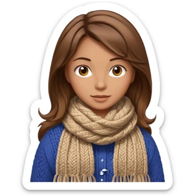  Woman with brown hair and highlights light brown eyes no glasses Knitting emoji sticker