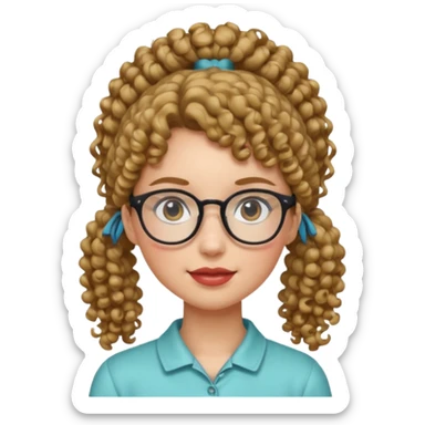 hija con gafas y cabello rizos con una coleta alta sticker