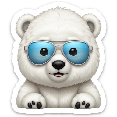 baby Polar bear with sun glassé sticker