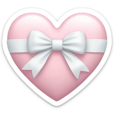 Pastel pink heart with white bow sticker
