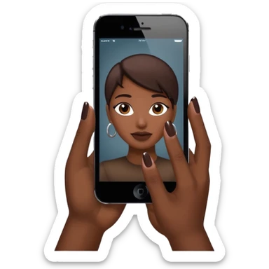 African American hand holding iPhone taking a picture sticker