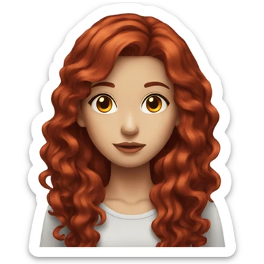 dark red hair with amber eyes girl sticker