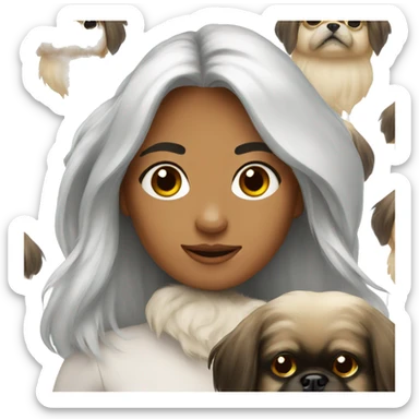 Women with Pekingese sticker