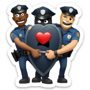Criminal Cartoon Heart getting hand cuffed by police sticker
