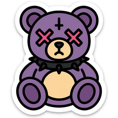gothic teddy bear sticker