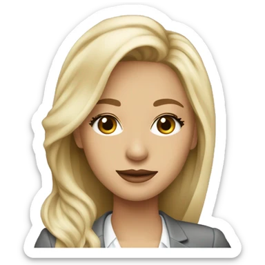 Blonde long hair Tiffany diamond seller in a grey suit sticker