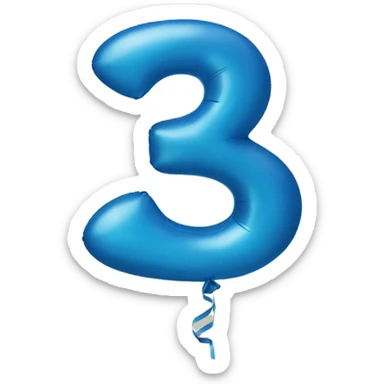blue balloon shaped number 3 sticker