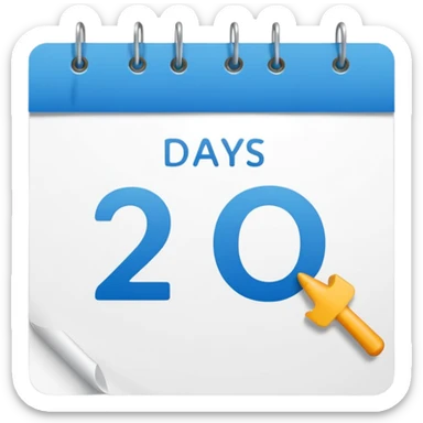 calendar page with the words '2 days' sticker