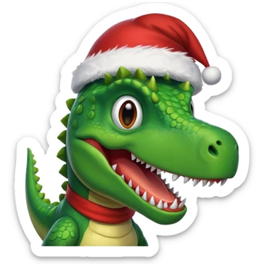 Dinosaur wearing a Santa hat sticker