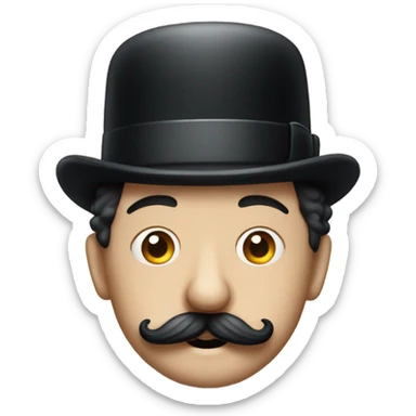 Charlie Chaplin with only central portion of mustache with a birthday hat sticker