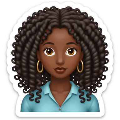 Black woman with long black ringlet curls sticker