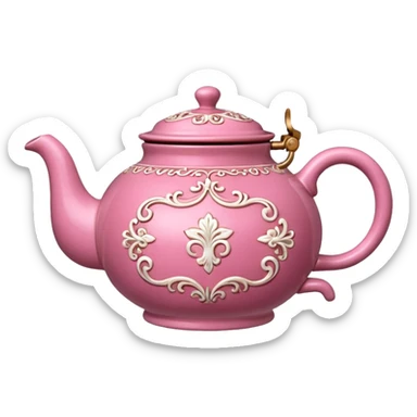 Pink steaming and boiling  tea pot sticker