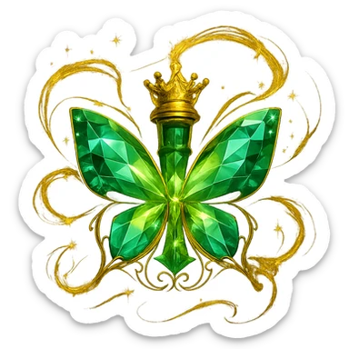 Enhance the butterfly with ultra-luxurious, swirling magical sparkles and glowing effects around it, inspired by the most magical and luxurious elixir bottle effects. Do not alter the butterfly itself, only add more magical, luxurious energy and sparkles around it. Transparent background, no shadow or base. sticker