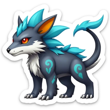 cool edgy badass colorful fantasy animal hybrid Fakemon full body sticker