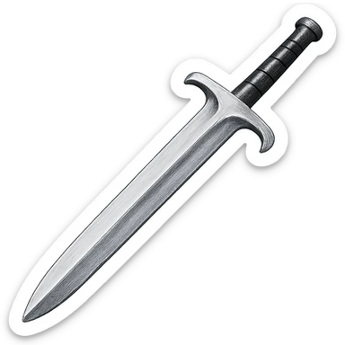 Recolor this iron 2h sword to steel: make it slightly lighter, crisp, and shiny, keep the same shape, realistic metallic steel, emoji style, transparent background. sticker