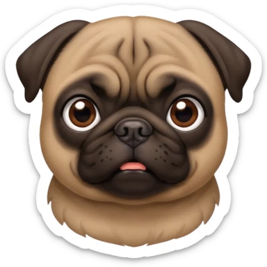 dark brown pug facing forwards, head and shoulders. sticker