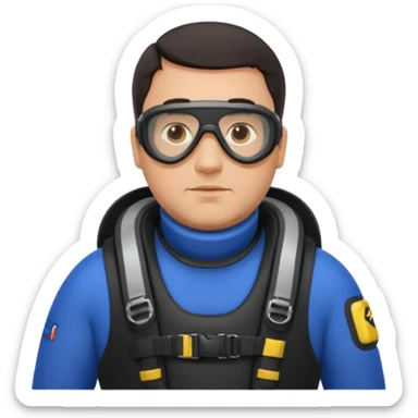 Man 38 dark hair, mideteranean, slightly overweight, scuba diving. Portrait sticker