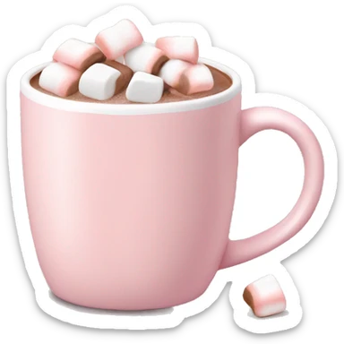 Light Pink mug of hot chocolate with marshmallows  sticker