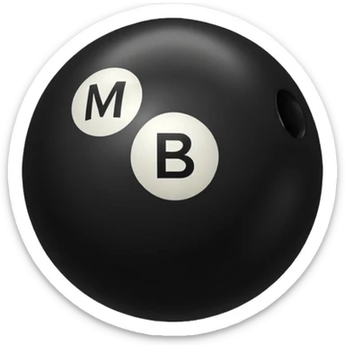 Black pull Ball with MB written on it. Nothing else no holes. sticker