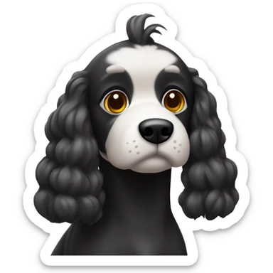 Um poddle preto com lacinho rosa na cabeça  sticker