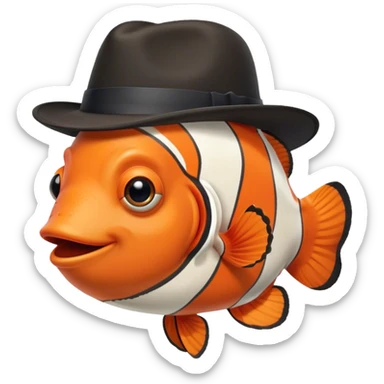Clownfish with a black fedora on, mafia sticker