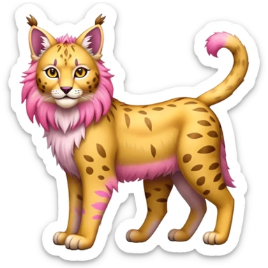 Yellow and pink Fairy-type Bobcat-Lynx-Lion-Fakémon full body sticker