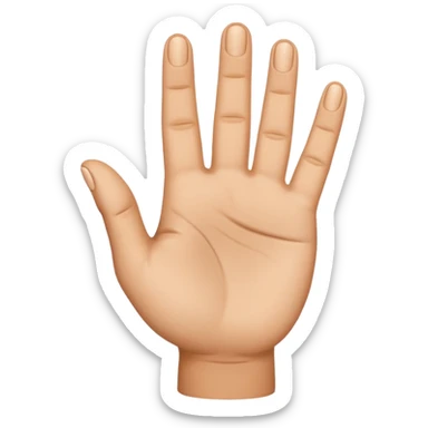 Extend your thumb, index finger, and middle finger straight out.
Tuck your ring finger and pinkie down into your palm (they stay folded). sticker