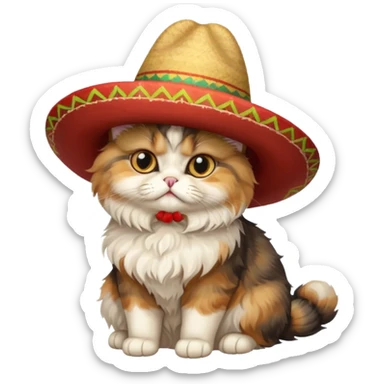 mexican hat persian cat sitting sticker