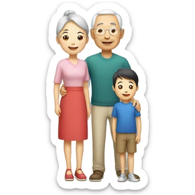 Chinese family with grandparents sticker