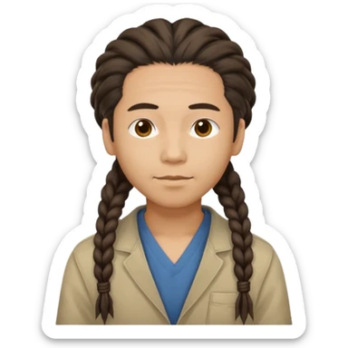 Casual person with tied-back dreadlock, asian sticker