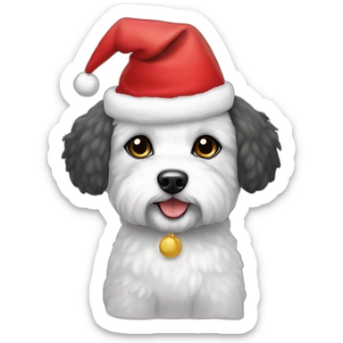 bichon dog-christmas hat sticker