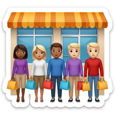 Line of people waiting to enter a store sticker