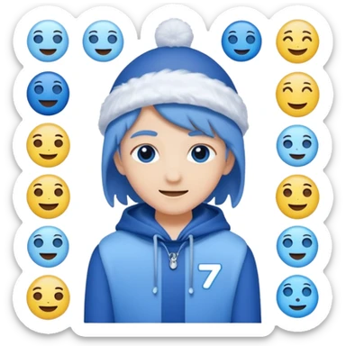 An emoji that represents the K-pop group Seventeen and also symbolizes my personal icon ❄️, along with a Seventeen-related 💙and 🪩🎤💎 I want it to be more attractive  sticker