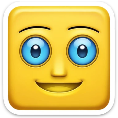 geometery dash square yellow body blue face square mouth and eyes sticker
