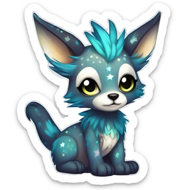Cool cute Kawaii edgy fantasy animal sparkle fursona Fionbri creature by griffsnuff & LiLaiRa & Falvie full body sticker