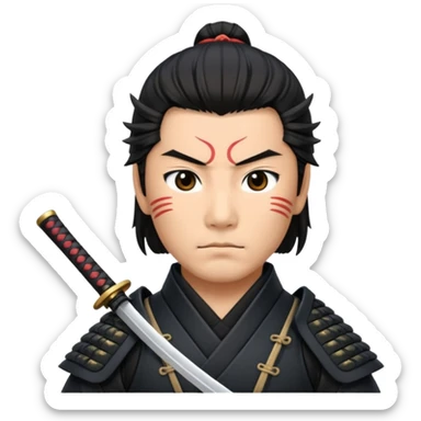 A disciplined samurai with sharp gaze, traditional armor, and a sleek katana drawn halfway.
 sticker