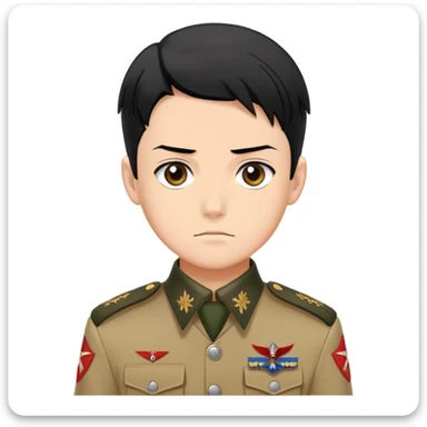 Levi Ackerman with black undercut hair, stern face, Scout Regiment uniform, against yellow background sticker
